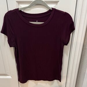 American Eagle Outfitters Deep Burgundy Short Sleeve Tee